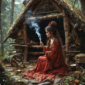 Девочка-подросток курит сигарету