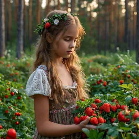 Девочка собирает травы от энтероколита