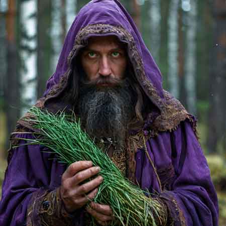 Народный лекарь держит в руках полынь