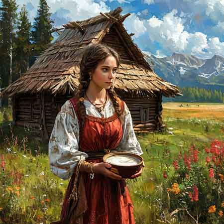 Девочка несет больной циститом молоко