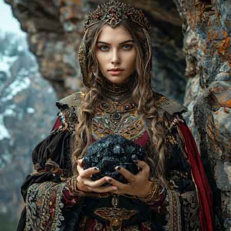 Женщина держит в руках мумие