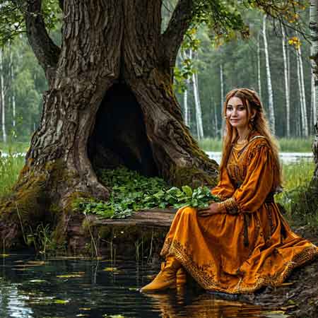 Дубовые листья в руках народной целительницы