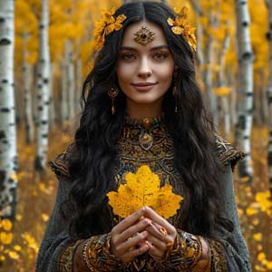 Женщина показывает осиновый лист