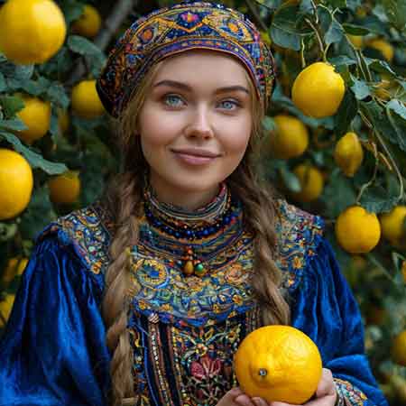 Женщина держит в руках лимон