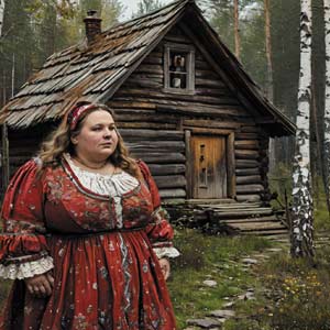 Полная женщина в лесу